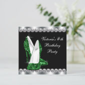 Vrouwen Elegant Black Emerald Green Verjaardagsfee Kaart (Staand voorkant)