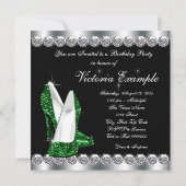 Vrouwen Elegant Black Emerald Green Verjaardagsfee Kaart (Achterkant)