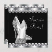 Vrouwen Elegant Black Surprise Verjaardagsfeest Kaart (Voorkant / Achterkant)