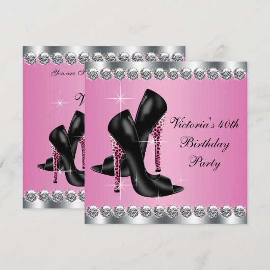 Vrouwen Elegant Chic Pink Leopard Verjaardagsfeest Kaart (Voorkant / Achterkant)