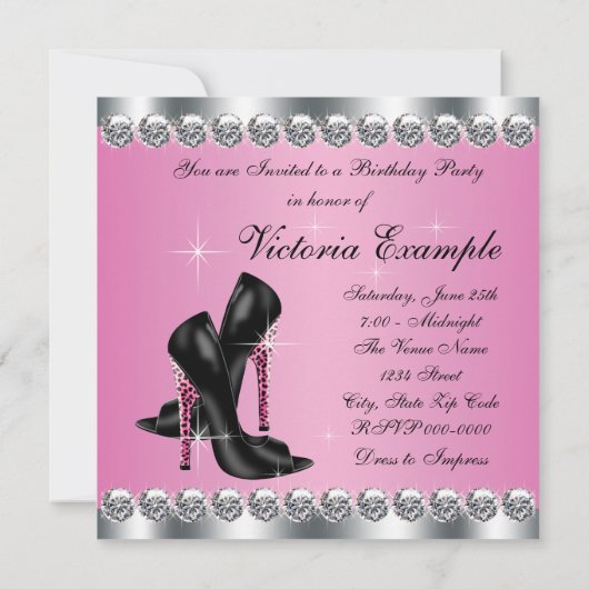 Vrouwen Elegant Chic Pink Leopard Verjaardagsfeest Kaart (Achterkant)