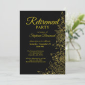 Vrouwen Elegant Golden Roos Bloem Pensioen Kaart (Staand voorkant)