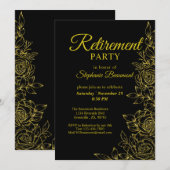 Vrouwen Elegant Golden Roos Bloem Pensioen Kaart (Voorkant / Achterkant)