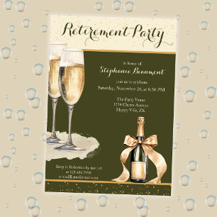 Vrouwen Elegant Groen Champagne Pensioenfeest Kaart