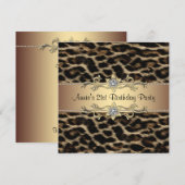 Vrouwen Elegant Leopard 21ste Verjaardagsfeest Kaart (Voorkant / Achterkant)