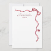 Vrouwen Elegant Pink Bow Party Kaart (Achterkant)