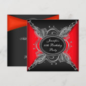 Vrouwen Elegant Rood en Zwart 40ste Verjaardagsfee Kaart (Voorkant / Achterkant)