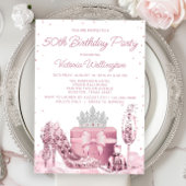 Vrouwen Elegant Roze Elk Nummer Verjaardagsfeest Kaart