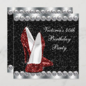 Vrouwen Elegant Ruby Red 40ste Verjaardagsfeest Kaart (Voorkant / Achterkant)