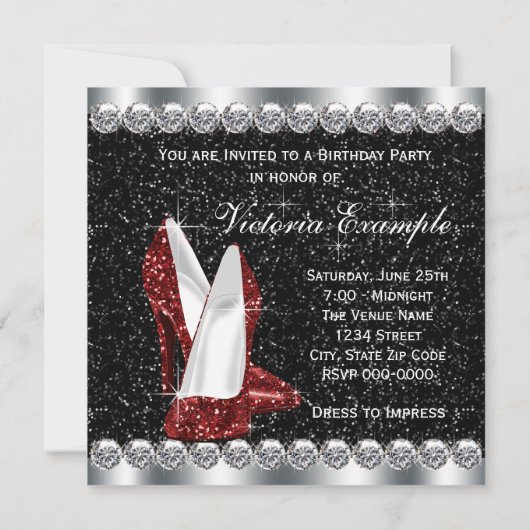 Vrouwen Elegant Ruby Red 40ste Verjaardagsfeest Kaart (Achterkant)