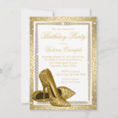 Vrouwen Elegant Wit Goud Hoge Hak Schoen Verjaarda Kaart (Voorkant)
