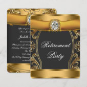 Vrouwen Elegant Zwart en Goud Pensioen Partij Kaart (Voorkant / Achterkant)
