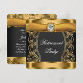 Vrouwen Elegant Zwart en Goud Pensioen Partij Kaart (Voorkant / Achterkant)