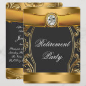 Vrouwen Elegant Zwart en Goud Pensioen Partij Kaart (Voorkant / Achterkant)