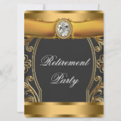 Vrouwen Elegant Zwart en Goud Pensioen Partij Kaart (Voorkant)