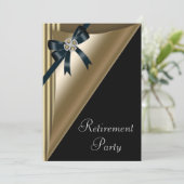Vrouwen Elegant Zwart Goud Diamant Pensioen Partij Kaart (Staand voorkant)