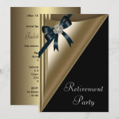 Vrouwen Elegant Zwart Goud Diamant Pensioen Partij Kaart (Voorkant / Achterkant)