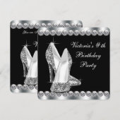 Vrouwen Elegant Zwart Verjaardagsfeest Kaart (Voorkant / Achterkant)