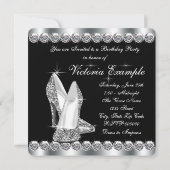 Vrouwen Elegant Zwart Verjaardagsfeest Kaart (Achterkant)