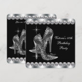 Vrouwen Elegant Zwart Verjaardagsfeest Kaart (Voorkant / Achterkant)