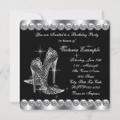 Vrouwen Elegant Zwart Verjaardagsfeest Kaart (Achterkant)