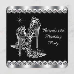 Vrouwen Elegant Zwart Verjaardagsfeest Kaart