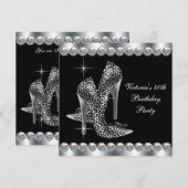Vrouwen Elegant Zwart Verjaardagsfeest Kaart (Voorkant / Achterkant)
