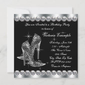 Vrouwen Elegant Zwart Verjaardagsfeest Kaart (Achterkant)