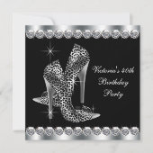 Vrouwen Elegant Zwart Verjaardagsfeest Kaart (Voorkant)