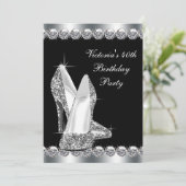 Vrouwen Elegant Zwart Verjaardagsfeest Kaart (Staand voorkant)