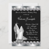 Vrouwen Elegant Zwart Verjaardagsfeest Kaart (Achterkant)