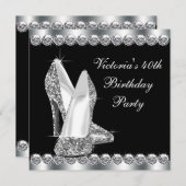 Vrouwen Elegant Zwart Verjaardagsfeest Kaart (Voorkant / Achterkant)