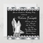 Vrouwen Elegant Zwart Verjaardagsfeest Kaart (Achterkant)