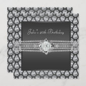 Vrouwen Elegante Diamanten Verjaardag Uitnodiging (Voorkant / Achterkant)