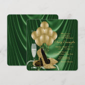 Vrouwen Emerald Green en Gold verjaardagsfeestje Kaart (Voorkant / Achterkant)