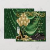 Vrouwen Emerald Green Gouden Schoen Verjaardagsfee Kaart (Voorkant / Achterkant)