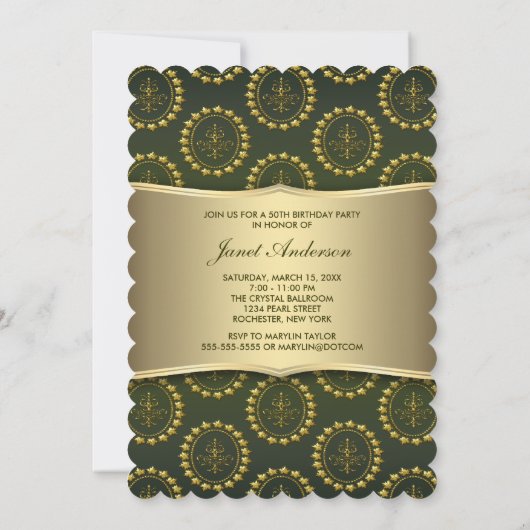 Vrouwen Emerald Green Verjaardagsfeest Kaart (Achterkant)