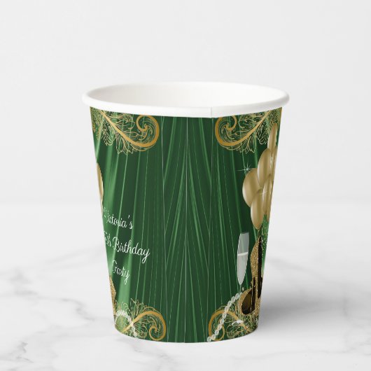 Vrouwen Emerald Groen Goud Verjaardagsfeestje Papi Papieren Bekers (Rechts)