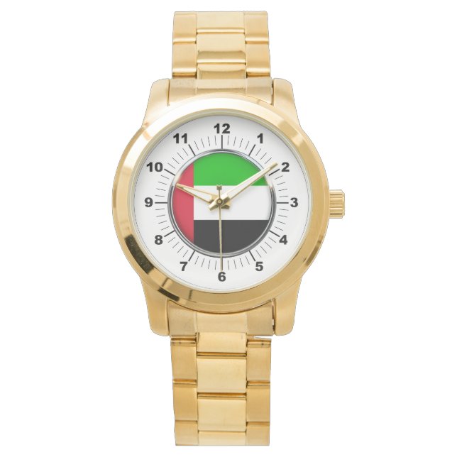 Vrouwen Emirates vlag Oversized gouden horloge (Voorkant)