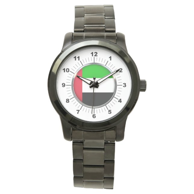 Vrouwen Emirates vlag Oversized zwart horloge (Voorkant)
