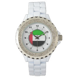 Vrouwen Emirates Vlag Rhinestone Wit Horloge
