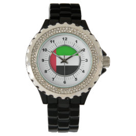Vrouwen Emirates vlag Rhinestone zwart horloge