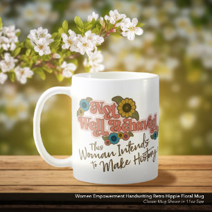 Vrouwen Empowerment Handschrift Retro Hippie Bloem Koffiemok