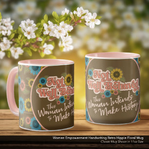 Vrouwen Empowerment Handschrift Retro Hippie Bloem Mok