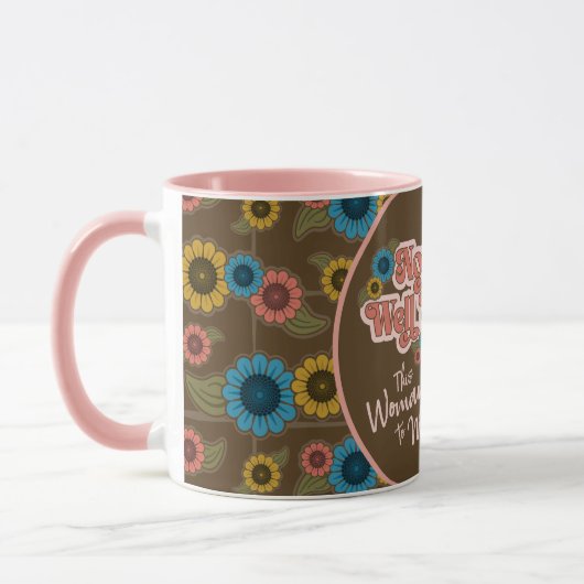 Vrouwen Empowerment Handschrift Retro Hippie Bloem Mok (Links)