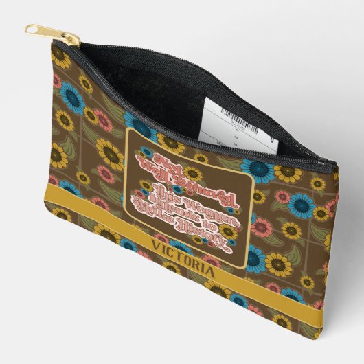 Vrouwen Empowerment Retro 60s & 70s Floral Geel Etui (Open)