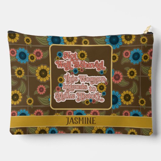 Vrouwen Empowerment Retro 60s & 70s Floral Geel Etui (Achterkant)