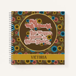 Vrouwen Empowerment Retro 60s & 70s Floral Geel Notitieboek