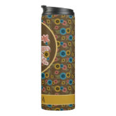 Vrouwen Empowerment Retro 60s & 70s Floral Geel Thermosbeker (Geroteerd rechts)