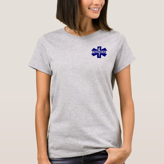 Vrouwen EMT Paramedische Star of Life Aangepaste n T-shirt (Voorkant)